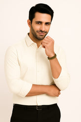 Men off white formal shirt